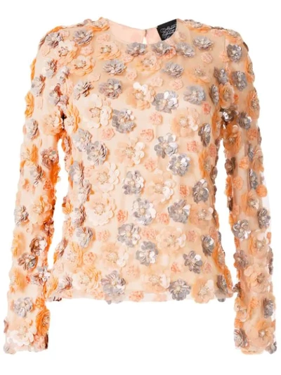 Alison Brett Flower-embellished Round-neck Top In Pink