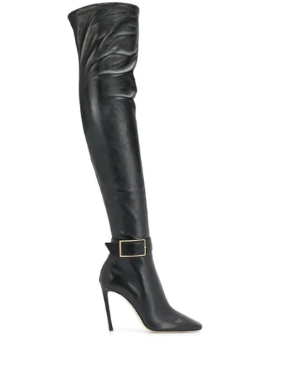 Jimmy Choo Takara 100 Buckled Leather Over-the-knee Boots In Black
