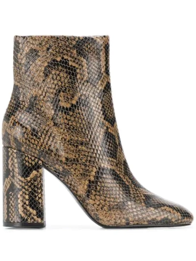 Ash Snake Print Ankle Boots In Brown