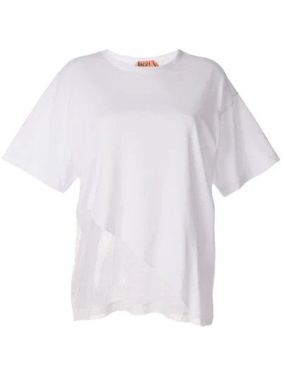 N°21 Lace Panel Oversized T-shirt In White