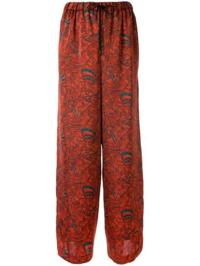 Muller Of Yoshiokubo Printed Wide Leg Trousers In Red