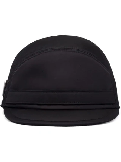 Prada Logo Plaque Baseball Cap In Black