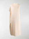 Jil Sander Asymmetric Roll Neck Poncho In Neutrals