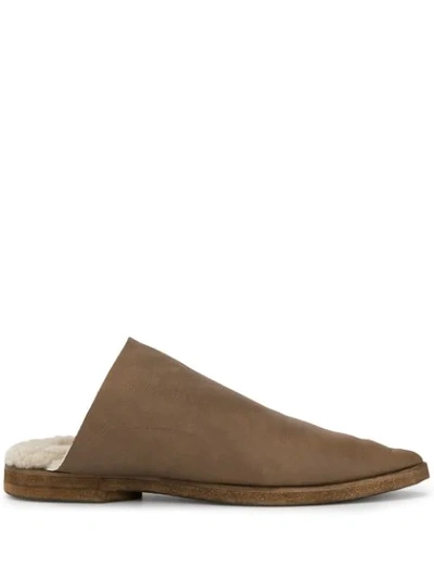 Uma Wang Fleece Lined Slippers In Brown