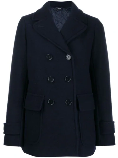 Aspesi Boiled Double-breasted Peacoat In Blue