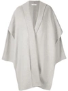 Seya Hooded Knit Cape In Grey