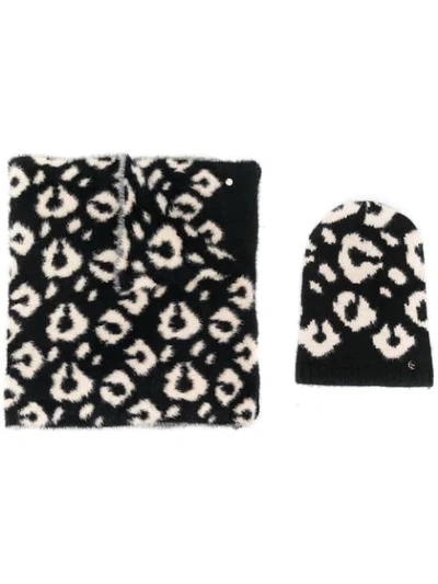 Liu •jo Animal Print Scarf In Black