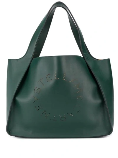 Stella Mccartney Stella Perforated-logo Tote In Green