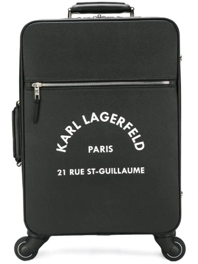 Karl Lagerfeld Logo Print Suitcase In Black