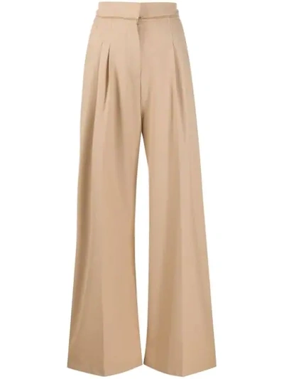 Alysi High-waisted Wide Leg Trousers In Neutrals