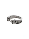 Alexander Mcqueen Double Skull Ring In Silver