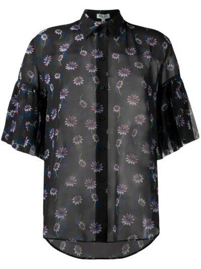 Kenzo Passion Flower Sheer Shirt In Black