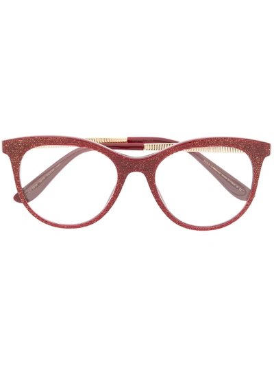 Dolce & Gabbana Glitter Cat-eye Frame Glasses In Red