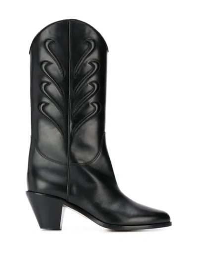 Francesco Russo Western Block Heel Boots In Black