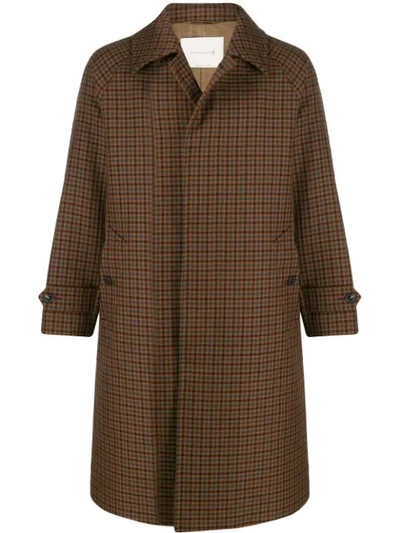 Mackintosh Houndstooth Single Breasted Coat In Brown