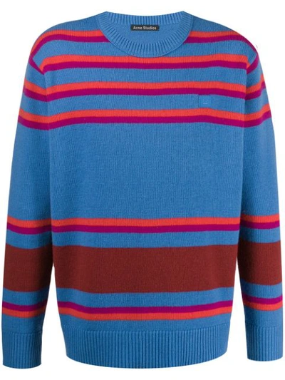 Acne Studios Striped Knitted Jumper In Blue
