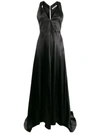 Philosophy Di Lorenzo Serafini V-neck Waxed Satin Gown In Black