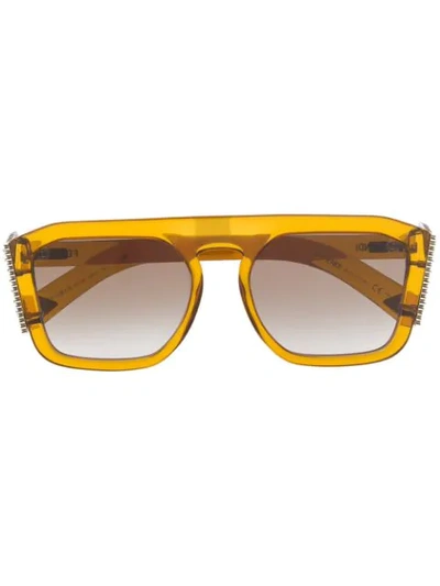 Fendi Embellished Square-frame Sunglasses In Yellow
