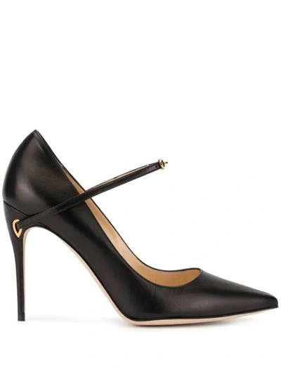 Jennifer Chamandi Lorenzo Leather Point-toe Pumps In Black