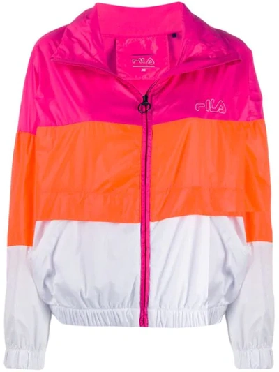 Fila Colour Blocked Sport Jacket In Pink