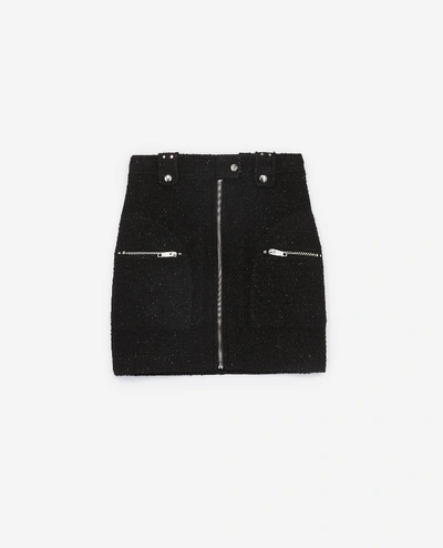 The Kooples Zipped, Studded Short Black Skirt