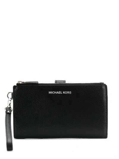 Michael Michael Kors Logo Plaque Wristlet Wallet In Black