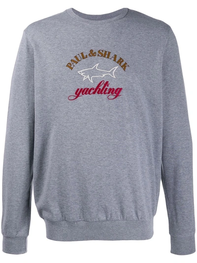 Paul & Shark Embroidered Logo Jumper In Grey