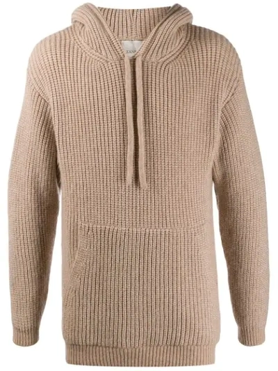 Laneus Chunky Knit Hoodie In Neutrals