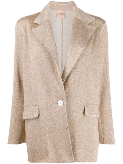 Nude Metallic Knit Blazer In Neutrals