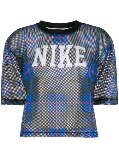 Nike Cropped Mesh T-shirt In Blue