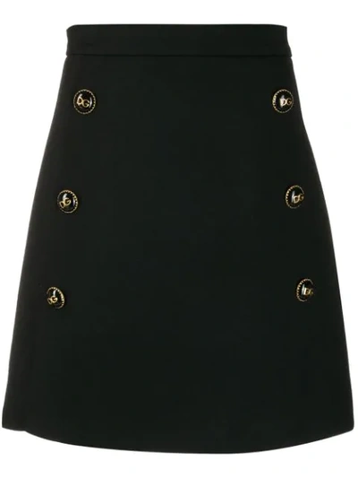 Dolce & Gabbana Dg Buttons Mini Skirt In Black