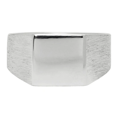 All Blues Silver Polished & Brushed Platform Ring