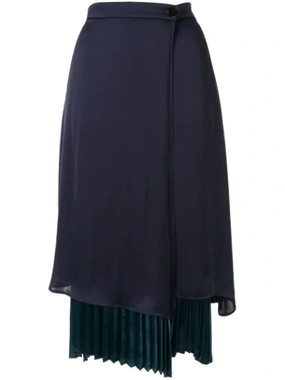 Loveless Pleated Layered Skirt In Blue