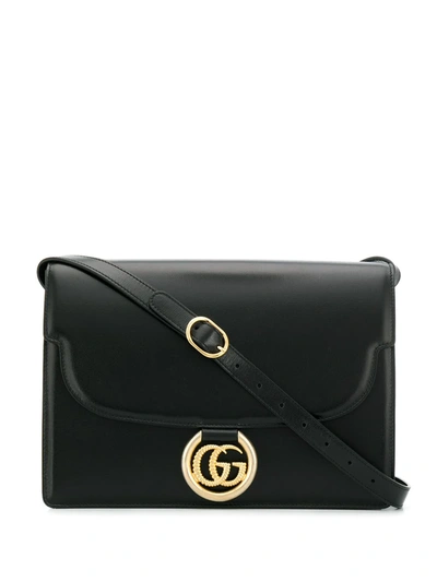 Gucci Logo Plaque Satchel In Black