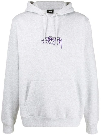 Stussy Embroidered Logo Hoodie In Ash Heather