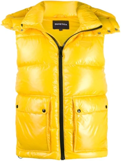 Duvetica Hooded Padded Gilet In Yellow