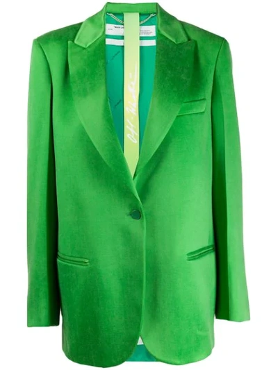 Off-white Oversized Single-breasted Blazer In Green