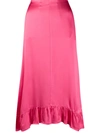 Semicouture Ruffle Trimmed Midi Skirt In Pink