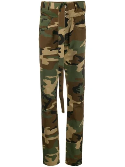 Ben Taverniti Unravel Project Belted Camouflage Trousers In Green