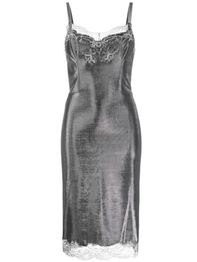 Ermanno Scervino Lace Detail Mid-length Dress In Metallic