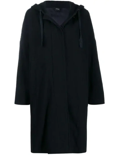 Aspesi Long Hooded Coat In Blue