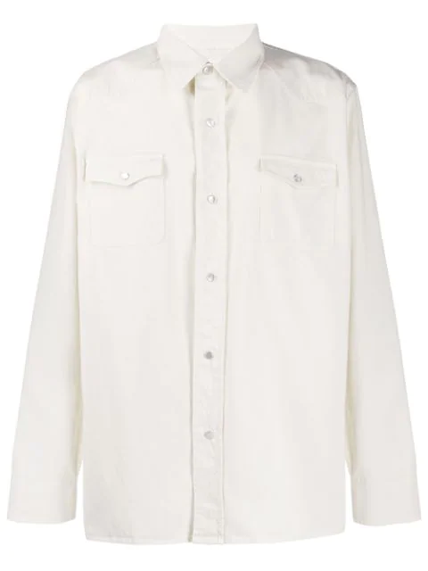 white oversized denim shirt