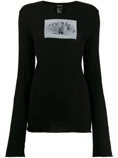 Ann Demeulemeester Ribbed Peacock Top In Black