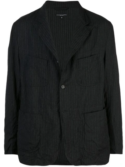 Engineered Garments Striped Multi-pocket Blazer In Grey