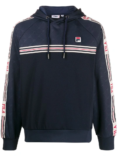 Fila Long Sleeve Logo Print Hoodie In Blue