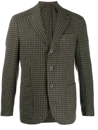 The Gigi Single-breasted Checked Blazer In Green