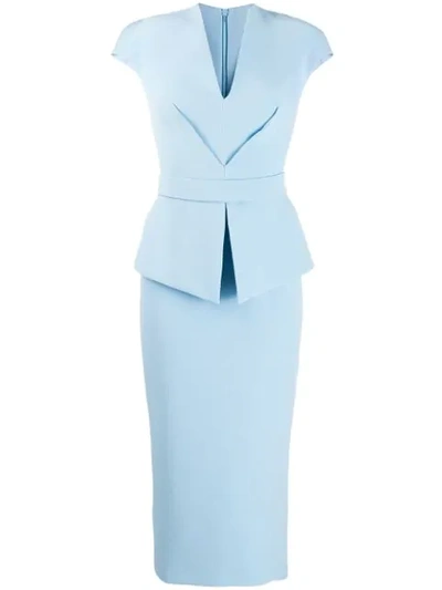 Safiyaa London V-neck Pencil Dress In Blue | ModeSens