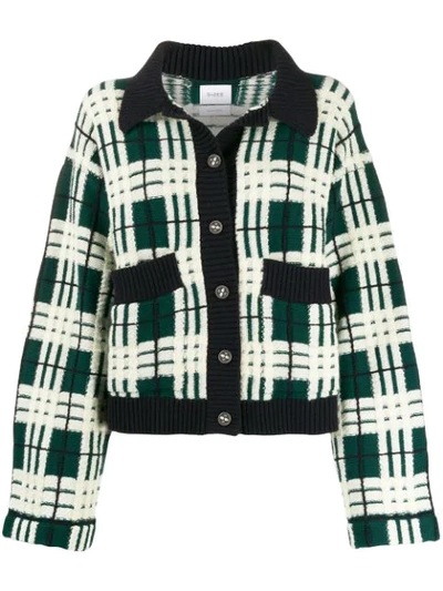 Barrie Tartan Pattern Cardigan In 312 Green Lemon Pastel