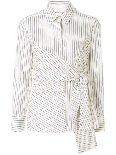 Portspure Striped Side Tie Shirt In White