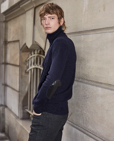 The Kooples Midnight Blue Wool Sweater With Roll Neck In Dark Navy